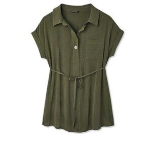 NWT Green Woven‎ Button Up Shirt Maternity XL